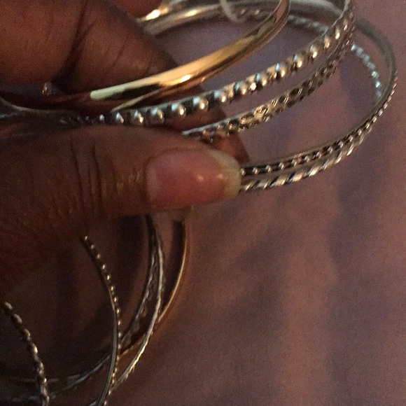 Set of 5 Bangles Silver& Gold - Picture 5 of 5